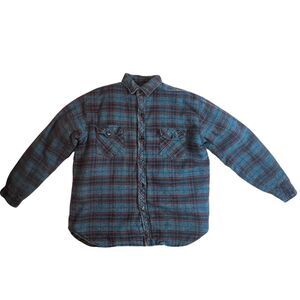 Vintage In Crowd Shirt Men Large Green Plaid Quit Lined Outdoor Gorpcore Shacket